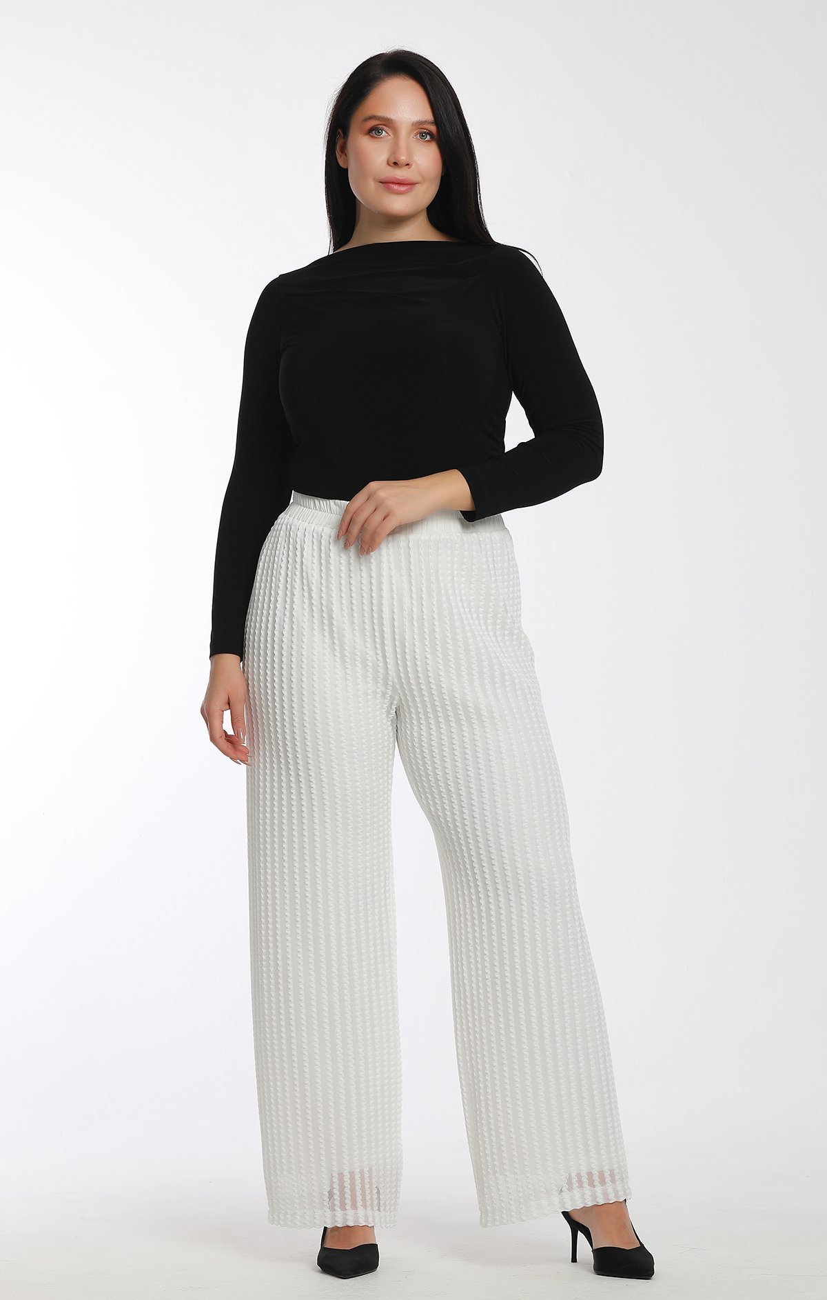 Beli Lastikli Lycralı Büyük Beden Dantel Pantolon 1971