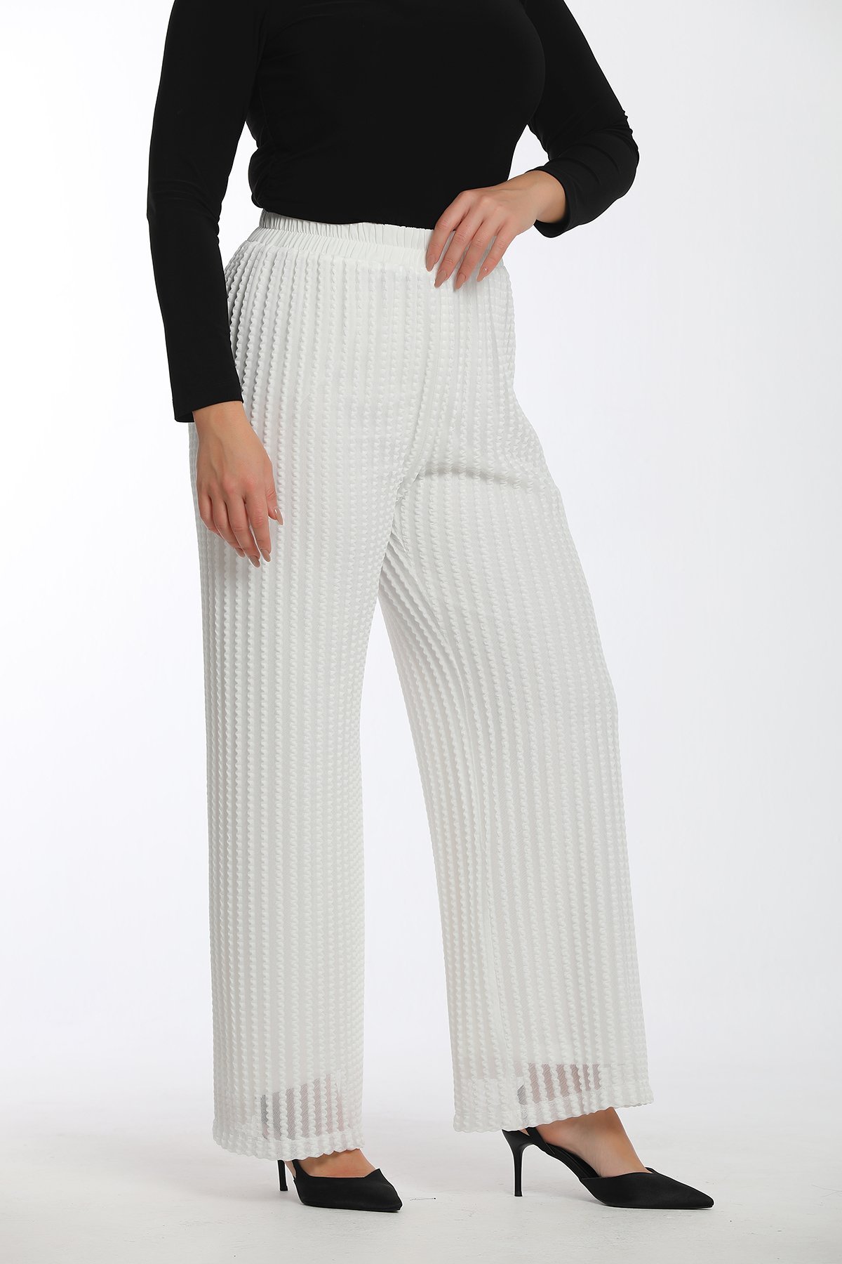 Beli Lastikli Lycralı Büyük Beden Dantel Pantolon 1971