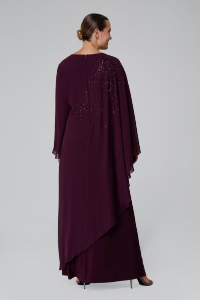 Asimetrik Form Taş Detaylı Büyük Beden Elbise  3542