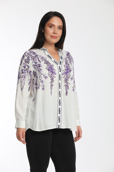 Çiçek Baskılı Viskon V Yaka Bluz 8998