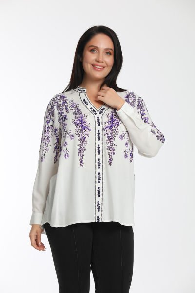 Çiçek Baskılı Viskon V Yaka Bluz 8998