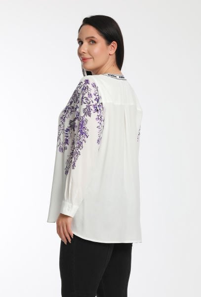 Çiçek Baskılı Viskon V Yaka Bluz 8998