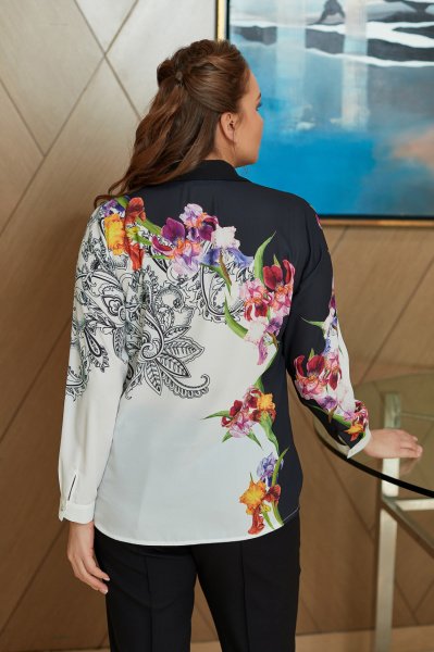 Çiçek Baskılı Büyük Beden Gömlek 8649