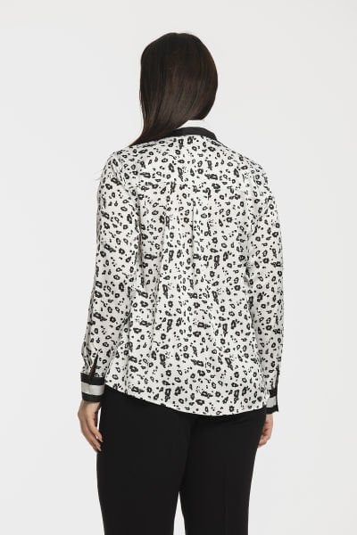 Leopar Baskılı Büyük Beden Saten Gömlek 8999