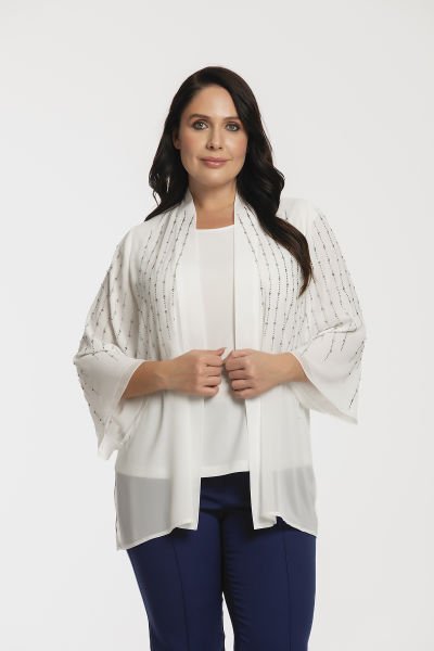 Çubuk Taş Motif Ceketli Büyük Beden Kadın Bluz Takım 8978