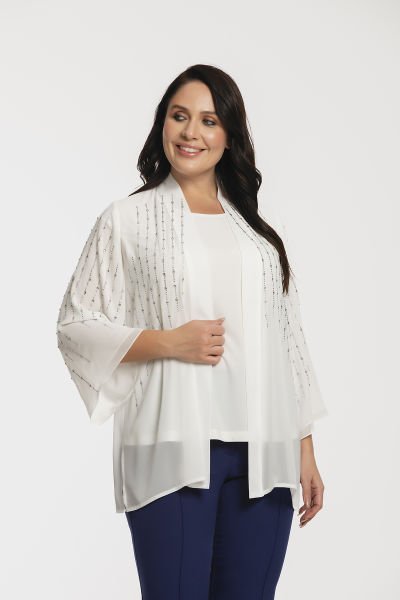 Çubuk Taş Motif Ceketli Büyük Beden Kadın Bluz Takım 8978