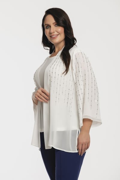 Çubuk Taş Motif Ceketli Büyük Beden Kadın Bluz Takım 8978