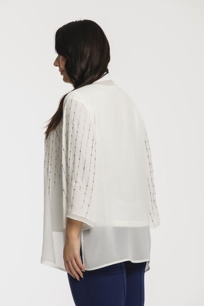 Çubuk Taş Motif Ceketli Büyük Beden Kadın Bluz Takım 8978