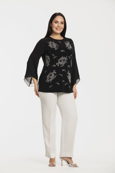 Serpme Taş Motifli Büyük Beden Kadın Bluz 8993