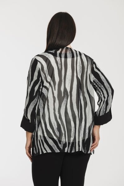 Desenli Şifon Ceketli Büyük Beden Kadın Takım 9001