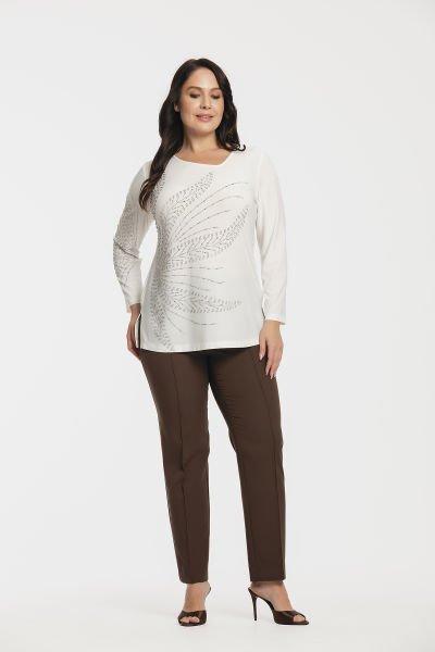 Asimetrik Yaka ve Taş Detaylı Büyük Beden Kadın Bluz 8982