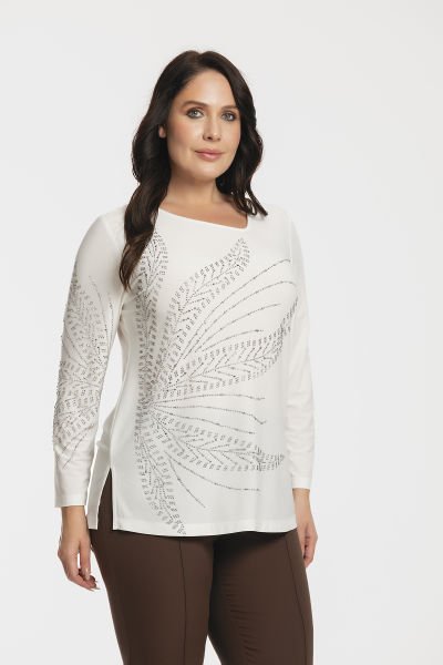 Asimetrik Yaka ve Taş Detaylı Büyük Beden Kadın Bluz 8982