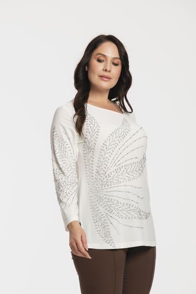 Asimetrik Yaka ve Taş Detaylı Büyük Beden Kadın Bluz 8982