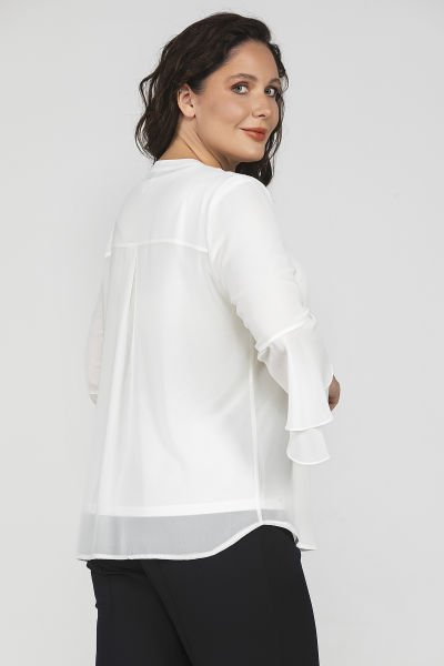 Taş Düğme Detaylı Volan Kol Büyük Beden Kadın Gömlek 8901