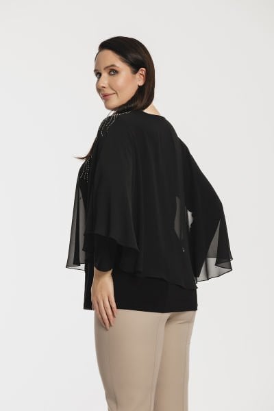 Pelerin ve Taş Detaylı Büyük beden Kadın Bluz 8996