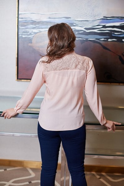 Dantel Kup Detaylı Cepli Viskon Büyük Beden Gömlek 8228