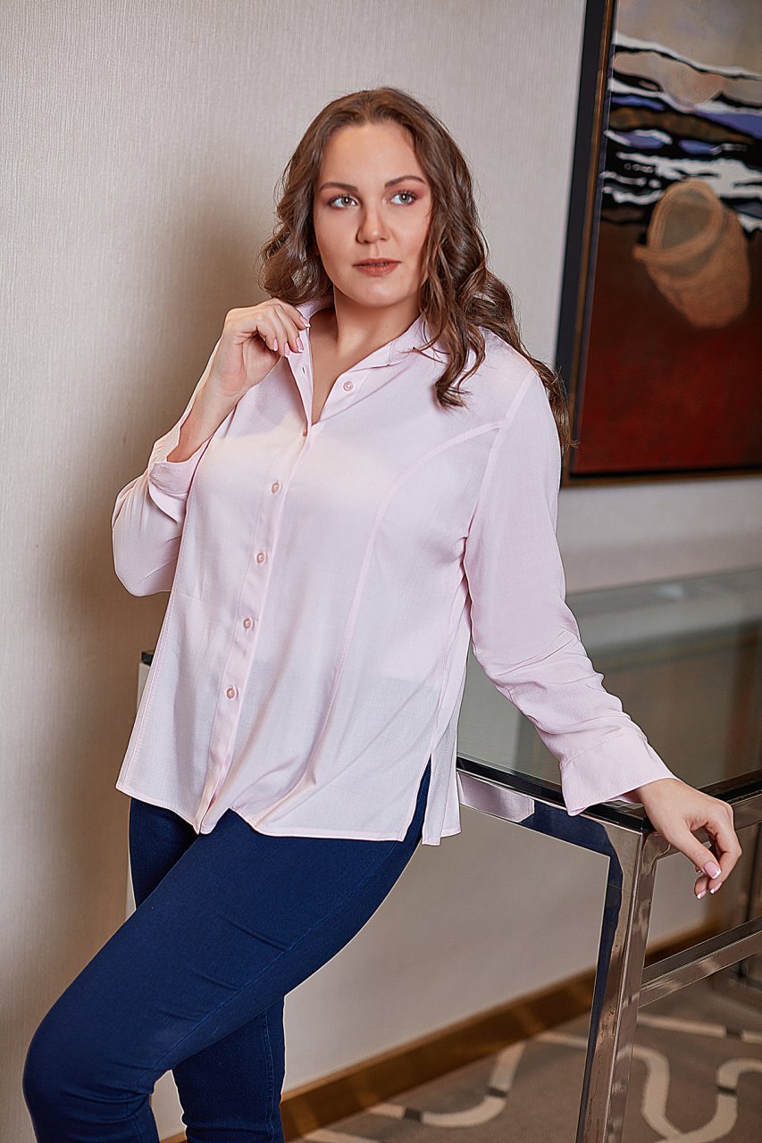 Süs Dikiş Detaylı Kuplu Viskon Büyük Beden Kadın Gömlek 7487