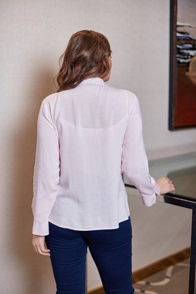 Süs Dikiş Detaylı Kuplu Viskon Büyük Beden Kadın Gömlek 7487