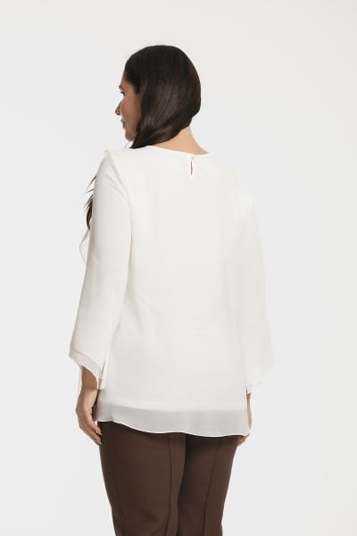 Önü Çiçek Baskılı Büyük Beden Şifon Bluz 8989