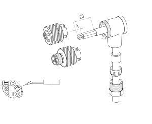 M12 5 Pinli Erkek Açılı Konnektör, Binder 99 0437 24 05