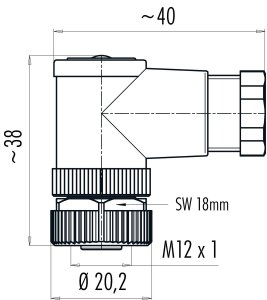M12 5 Pinli Dişi Açılı Konnektör, Binder 99 0436 24 05