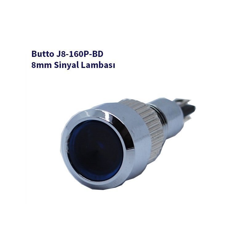 8mm Çıkık Kafalı Sinyal Lambası Mavi J8-160P-BD