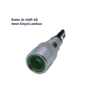8mm Çıkık Kafalı Sinyal Lambası Yeşil J8-160P-GD