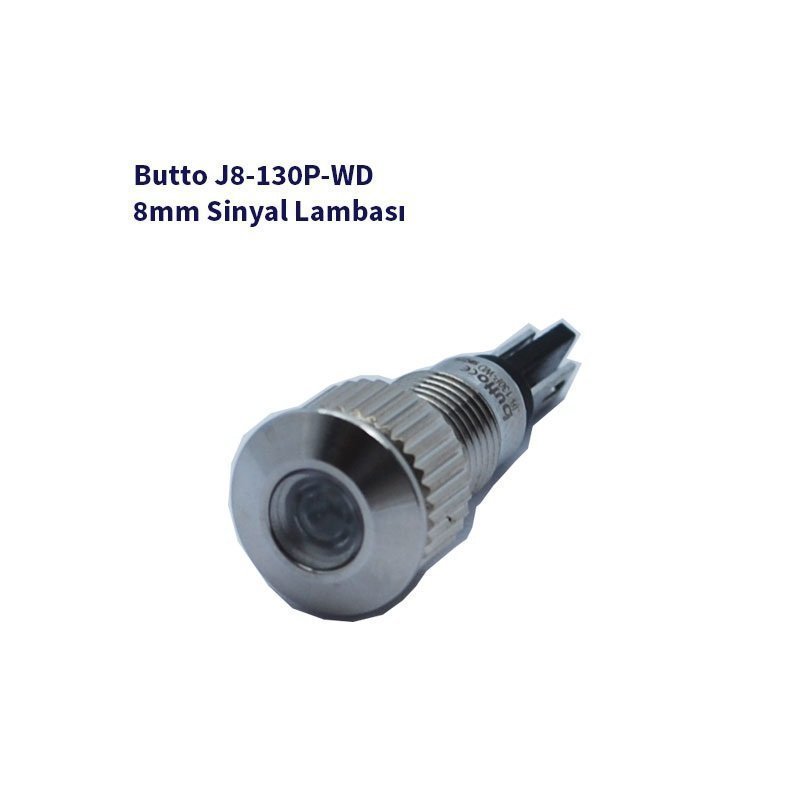 8mm Yassı Kafalı Sinyal Lambası Beyaz J8-130P-WD