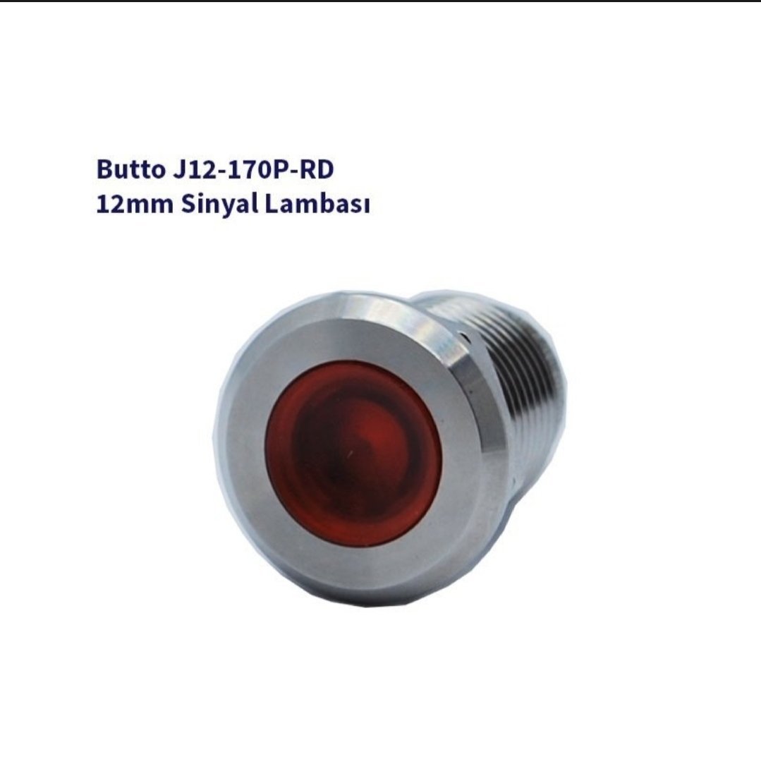 12mm Yassı Kafalı Sinyal Lambası Kırmızı J12-170P-RD