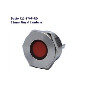 22mm Yassı Kafalı Sinyal Lambası Kırmızı J22-170P-RD 