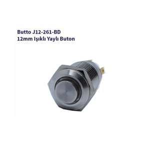 12 mm Led Işıklı Çıkık Kafa IP67 Yaylı Buton Mavi J12-261-BD