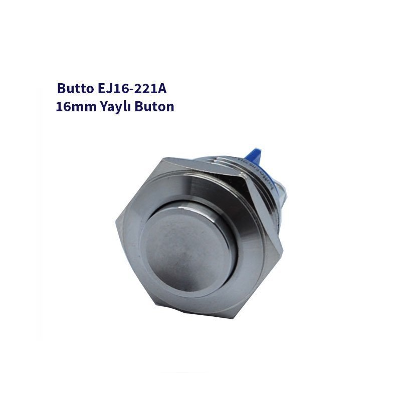 16 mm Işıksız Çıkık Kafa Yaylı Çelik Buton EJ16-221A