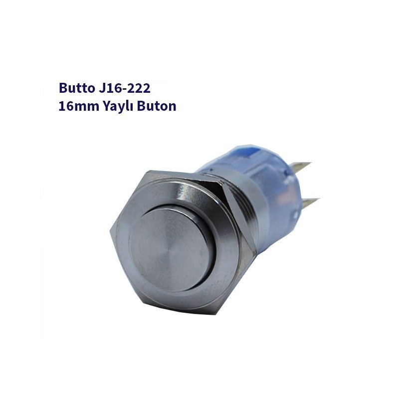 16 mm 2 NO+2 NC Işıksız Çıkık Kafa Yaylı Çelik Buton J16-222