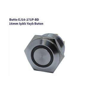 16 mm Led Işıklı Düz Kafa yaylı Çelik Buton Mavi EJ16-271PT-BD