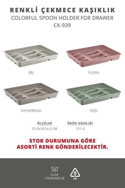 Okyanus Home Renkli Çekmece İçi Kaşıklık