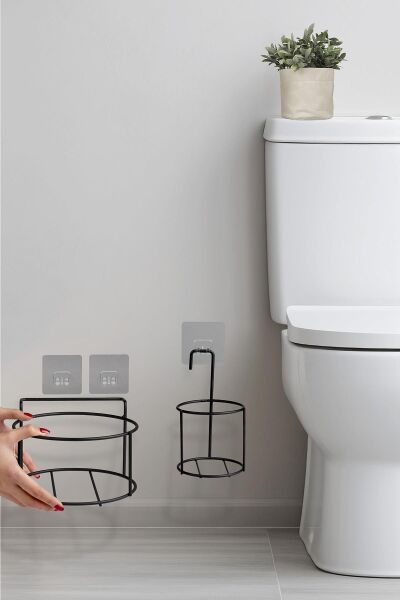 Okyanus Home Siyah Eko Magic Askılı Yuvarlak Linea 2'li Wc Kova ve Fırça Seti