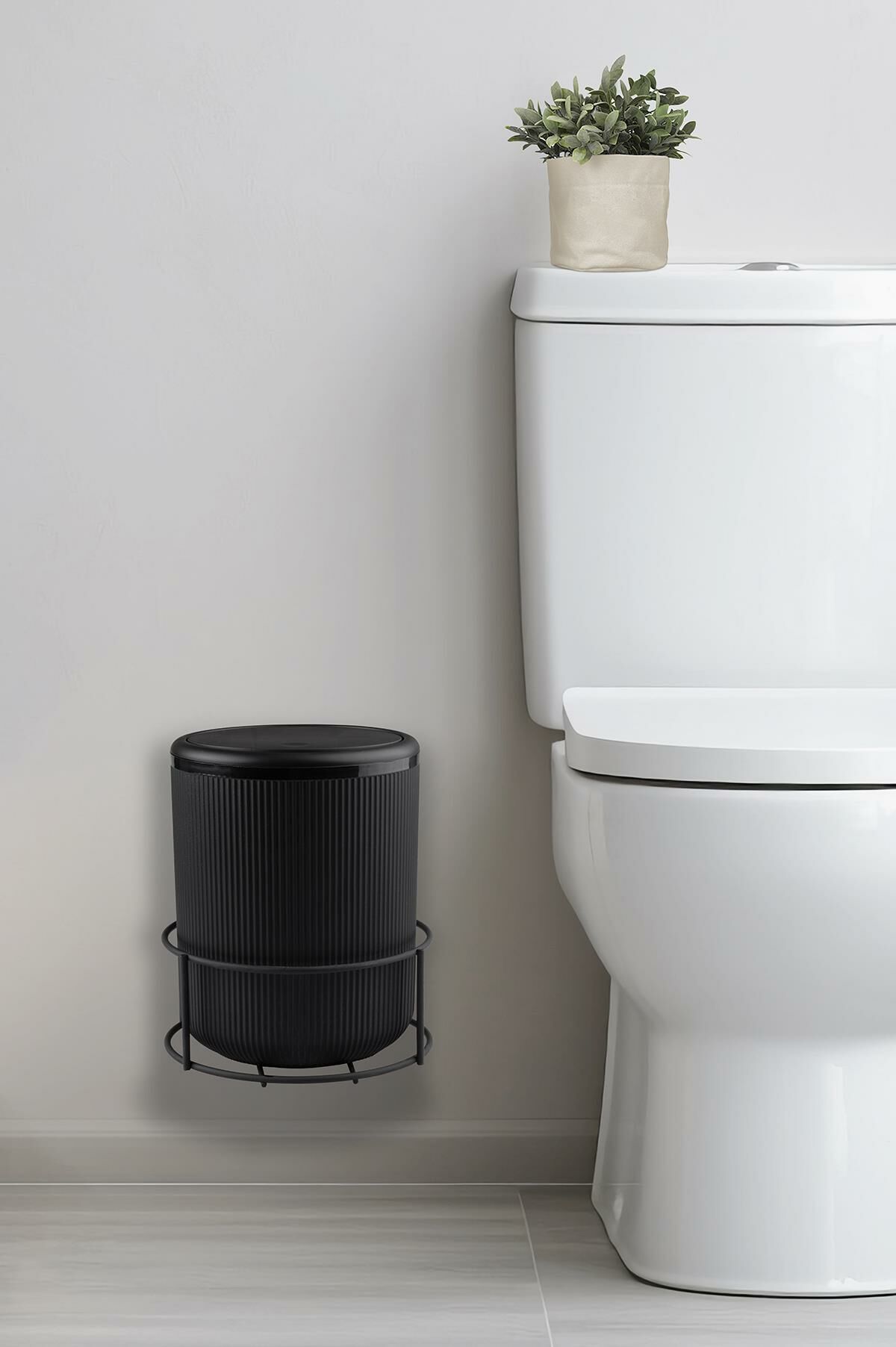 Okyanus Home Siyah Eko Magic Askılı Yuvarlak Linea Çöp Kovası