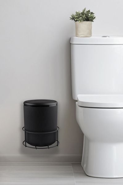 Okyanus Home Siyah Eko Magic Askılı Yuvarlak Linea Çöp Kovası
