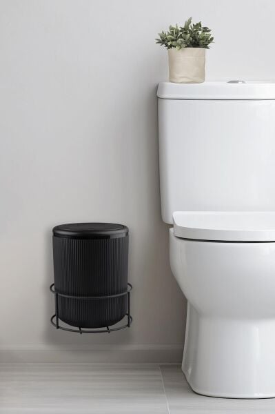 Okyanus Home Siyah Eko Magic Askılı Yuvarlak Linea Çöp Kovası