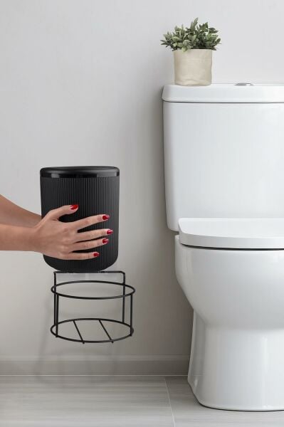 Okyanus Home Siyah Eko Magic Askılı Yuvarlak Linea Çöp Kovası