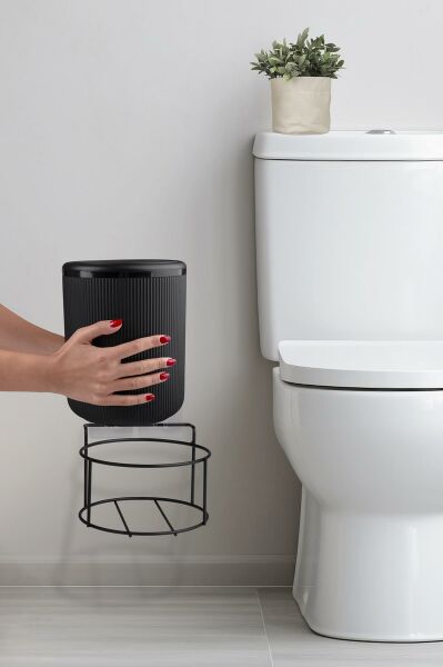 Okyanus Home Siyah Eko Magic Askılı Yuvarlak Linea Çöp Kovası