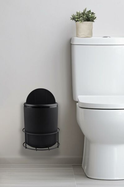 Okyanus Home Siyah Eko Magic Askılı Yuvarlak Linea Çöp Kovası