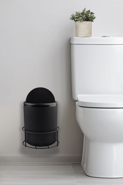 Okyanus Home Siyah Eko Magic Askılı Yuvarlak Linea Çöp Kovası