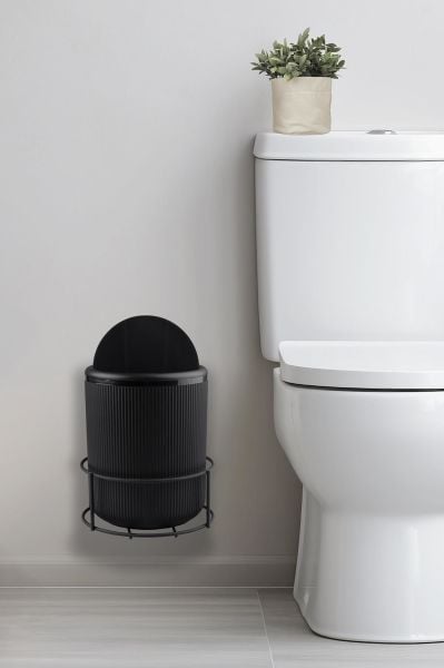 Okyanus Home Siyah Eko Magic Askılı Yuvarlak Linea Çöp Kovası
