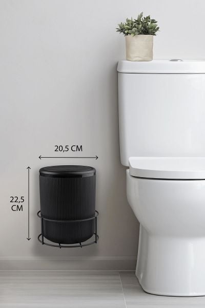 Okyanus Home Siyah Eko Magic Askılı Yuvarlak Linea Çöp Kovası