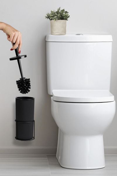 Okyanus Home Siyah Eko Magic Askılı Yuvarlak Mina Wc Fırçalık