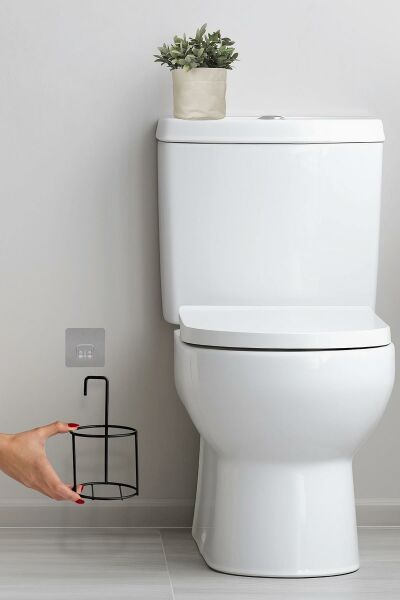 Okyanus Home Siyah Eko Magic Askılı Yuvarlak Mina Wc Fırçalık
