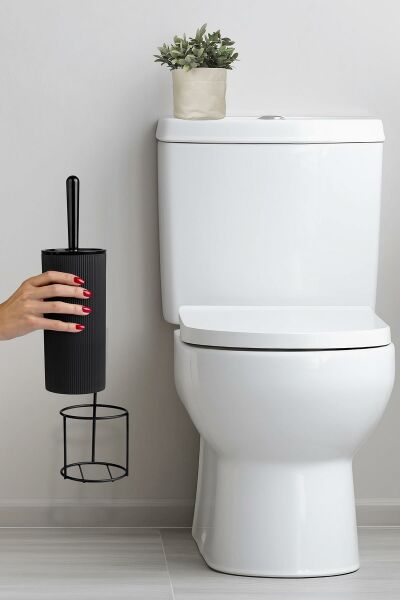 Okyanus Home Siyah Eko Magic Askılı Yuvarlak Mina Wc Fırçalık