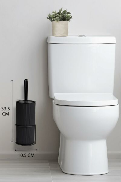 Okyanus Home Siyah Eko Magic Askılı Yuvarlak Mina Wc Fırçalık