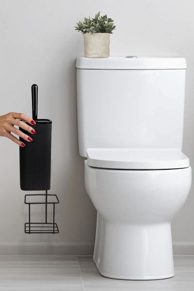 Okyanus Home Siyah Eko Magic Askılı Kare Mina Wc Fırçalık